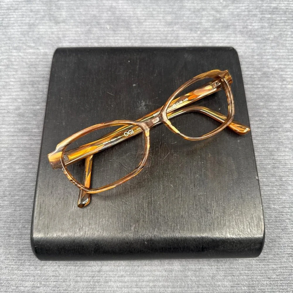 OGI Evolution Eyeglasses 9077/1555 Tortoise Shell Brown Amber Japan 52-16-140